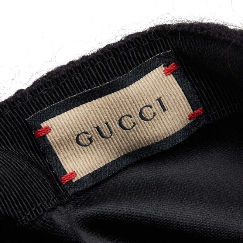 Gucci Double Cap Black Wool Mohair 1- Hat — view 6