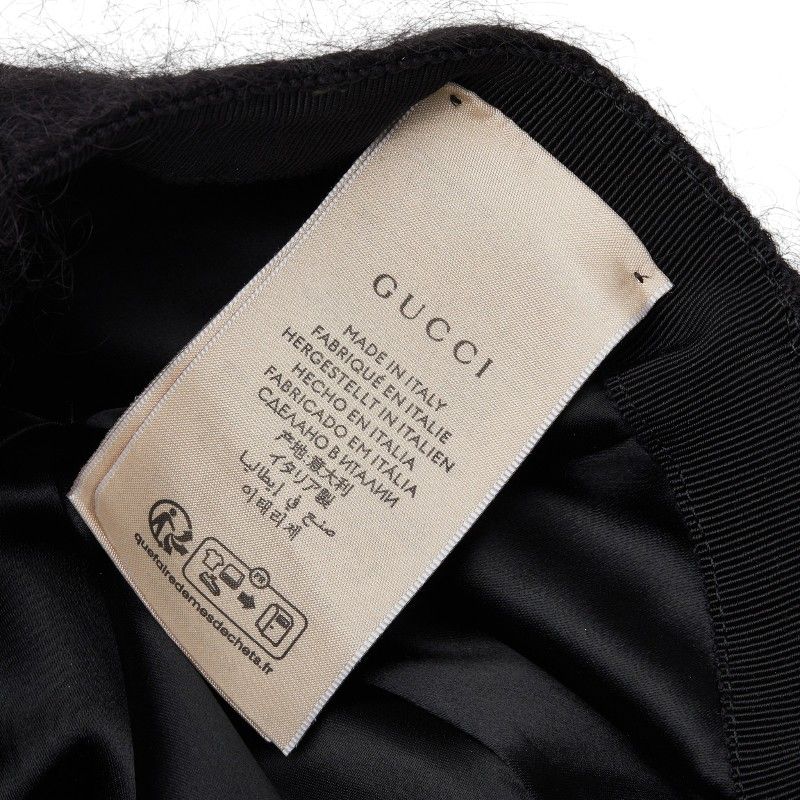 Gucci Double Cap Black Wool Mohair 1- Hat — view 7