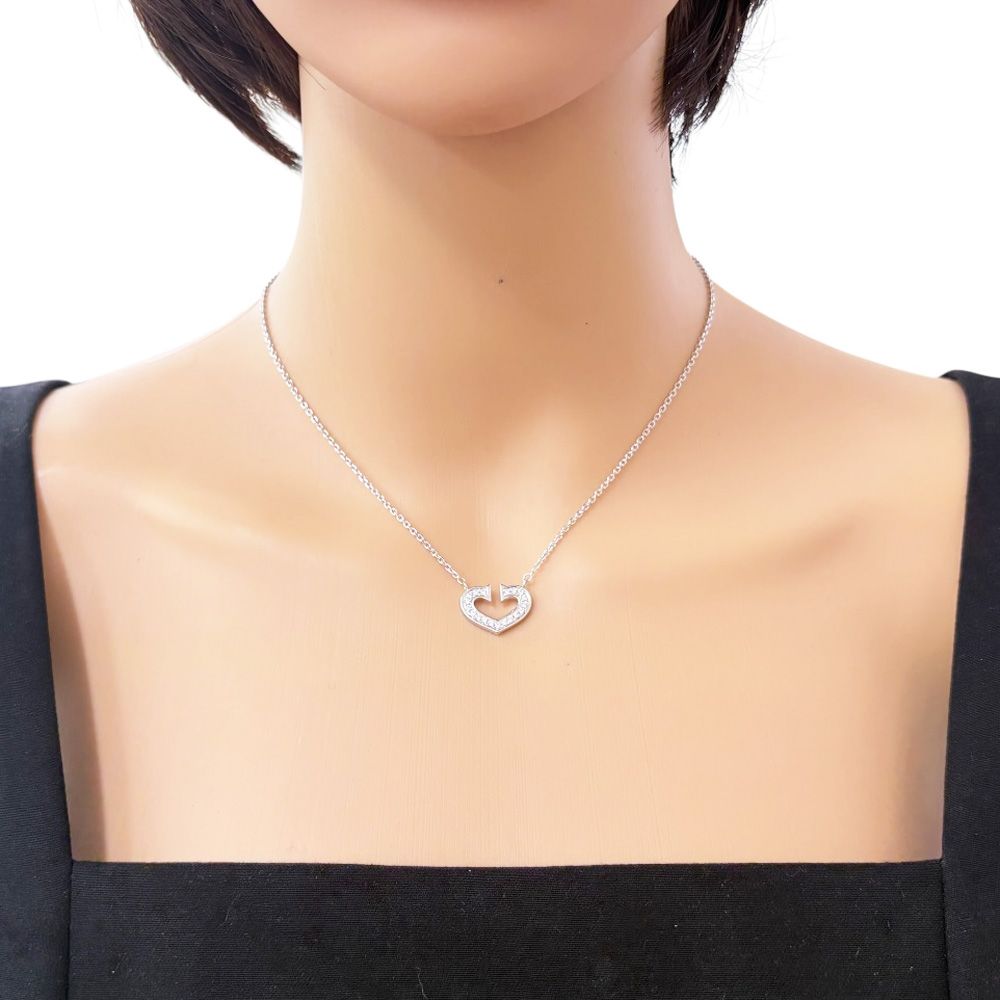 Cartier Heart Necklace 18k White Gold Diamond — view 2