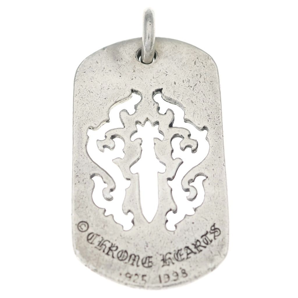 Chrome Hearts Tag Lrg Dagger Cutout Dog Tag Large Pendant Top Silver