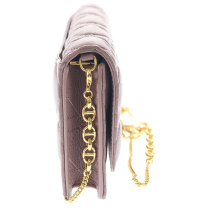 Dior Caro Cannage Chain Pouch Wallet Purple Pink Calf Leather — view 3