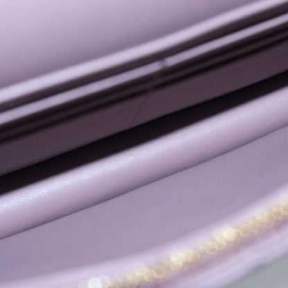 Dior Caro Cannage Chain Pouch Wallet Purple Pink Calf Leather — view 5