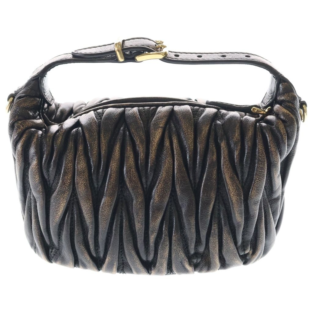 Miu Matelasse Nappa Leather Logo 2-Way Mini Shoulder Bag Black — view 2