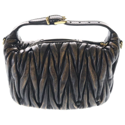 Miu Matelasse Nappa Leather Logo 2-Way Mini Shoulder Bag Black — view 2