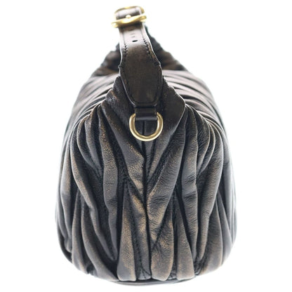 Miu Matelasse Nappa Leather Logo 2-Way Mini Shoulder Bag Black — view 3