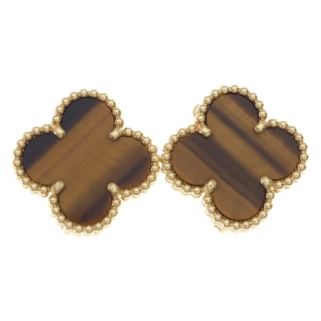 Van Cleef & Arpels Vintage Tiger Eye Earrings 18k Yellow Gold