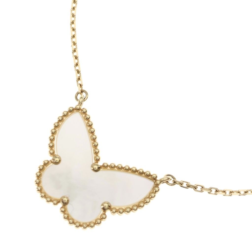 Van Cleef & Arpels Lucky Alhambra Papillon Mother of Pearl Necklace 18k Yellow