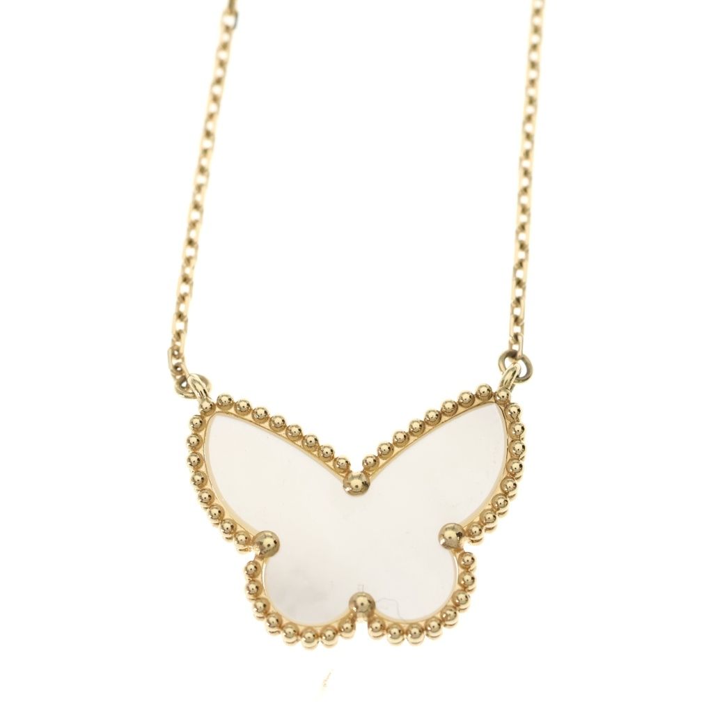 Van Cleef & Arpels Lucky Alhambra Papillon Mother of Pearl Necklace 18k Yellow — view 3