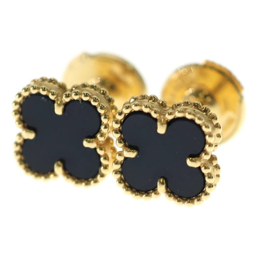 Van Cleef & Arpels Sweet Alhambra Onyx Earrings 18k Yellow Gold
