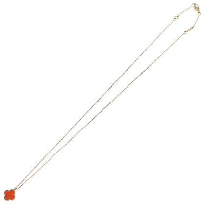 Van Cleef & Arpels Sweet Alhambra Carnelian Necklace Pendant Chain Red Pink Gold — view 2
