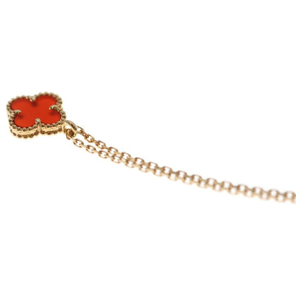 Van Cleef & Arpels Sweet Alhambra Carnelian Necklace Pendant Chain Red Pink Gold — view 5