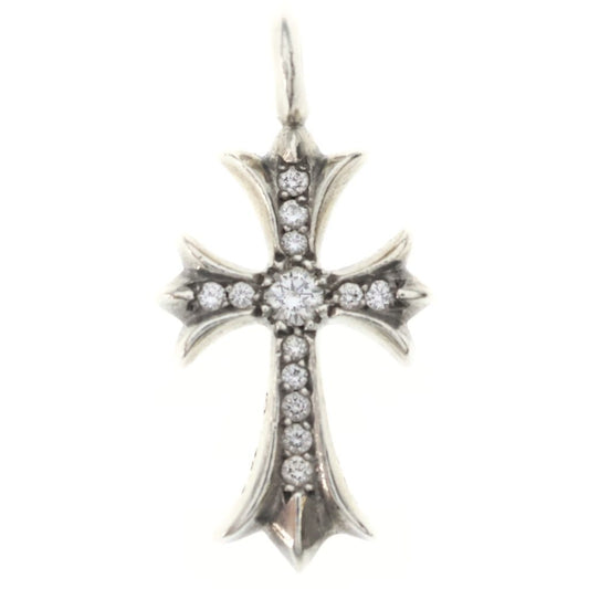 Chrome Hearts Tny Crsf Dia Tiny Fat Cross Pave Diamond Pendant Top Silver