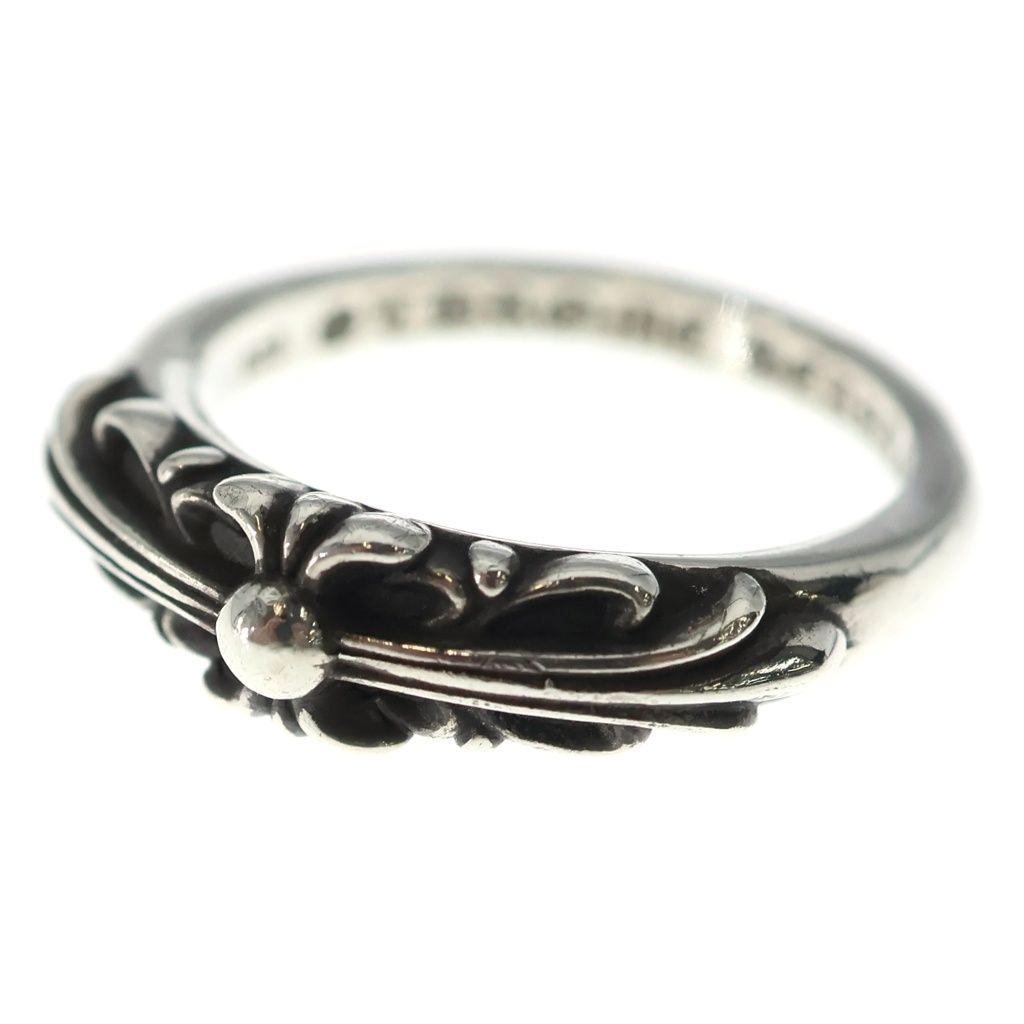 Chrome Hearts Baby Classic Floral Black Sling Silver Ring