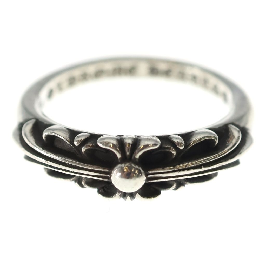 Chrome Hearts Baby Classic Floral Black Sling Silver Ring — view 4