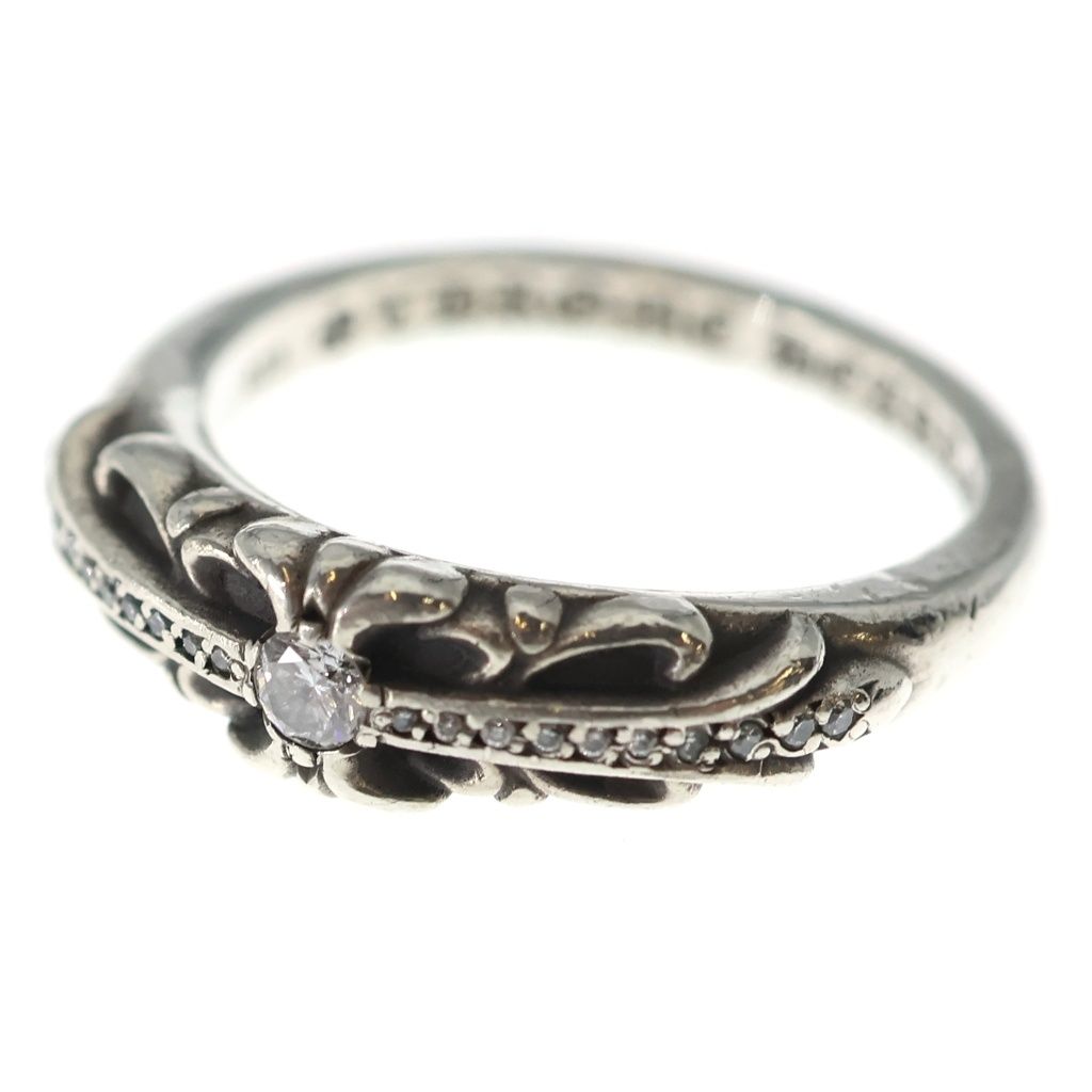 Chrome Hearts Baby Clsc Classic Floral Cross Pave Diamond Silver Ring