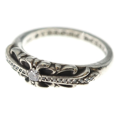 Chrome Hearts Baby Clsc Classic Floral Cross Pave Diamond Silver Ring