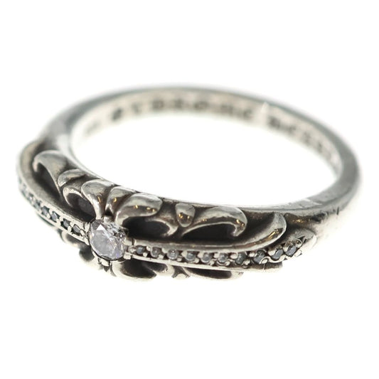 Chrome Hearts Baby Clsc Classic Floral Cross Pave Diamond Silver Ring