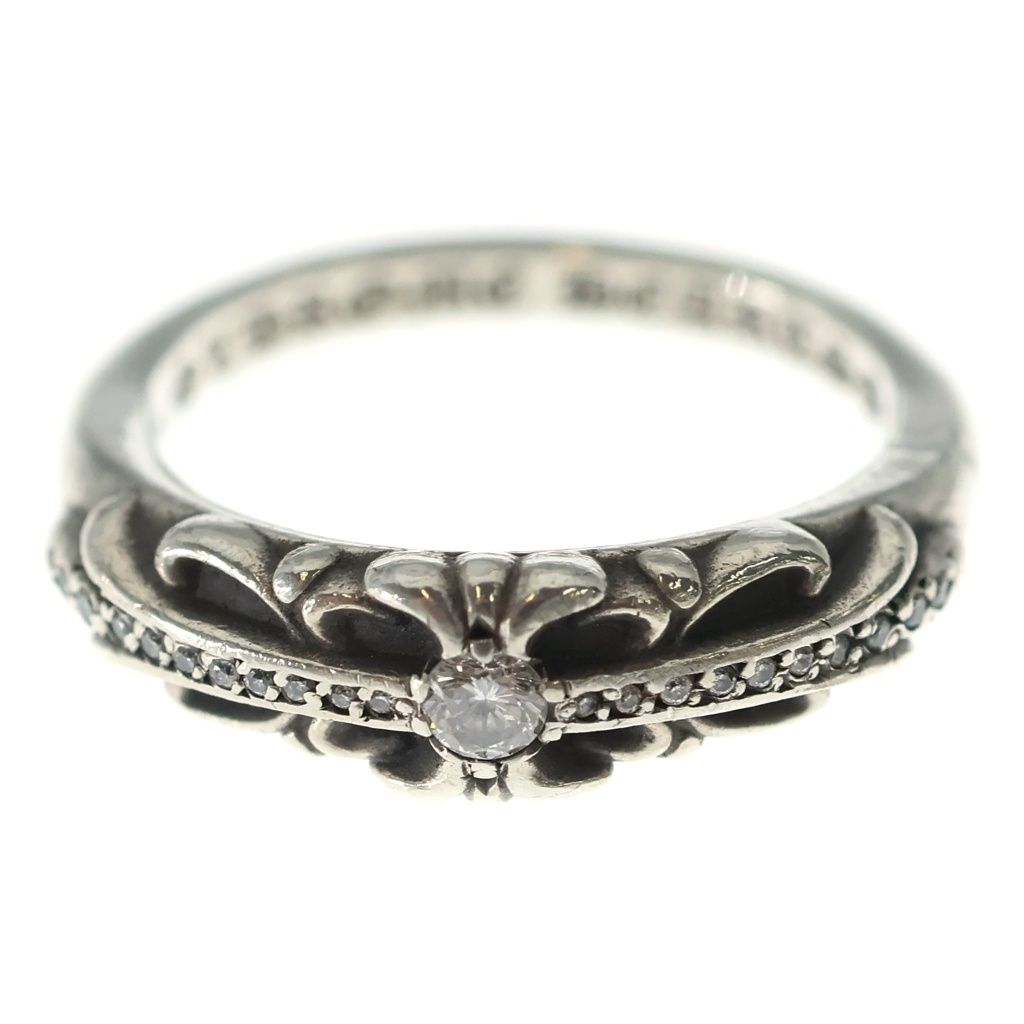 Chrome Hearts Baby Clsc Classic Floral Cross Pave Diamond Silver Ring — view 4