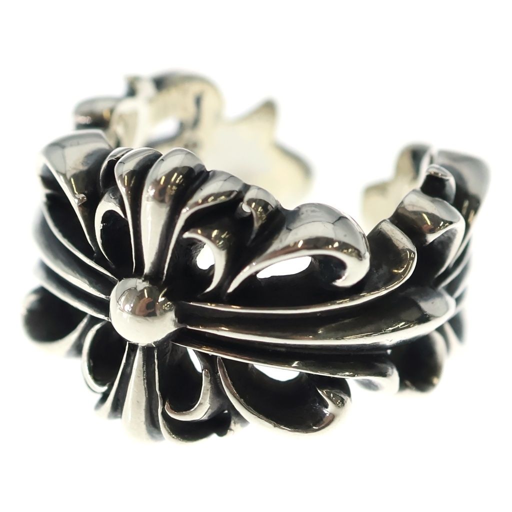 Chrome Hearts Dbl Flrl Crs Double Floral Cross Ring Silver