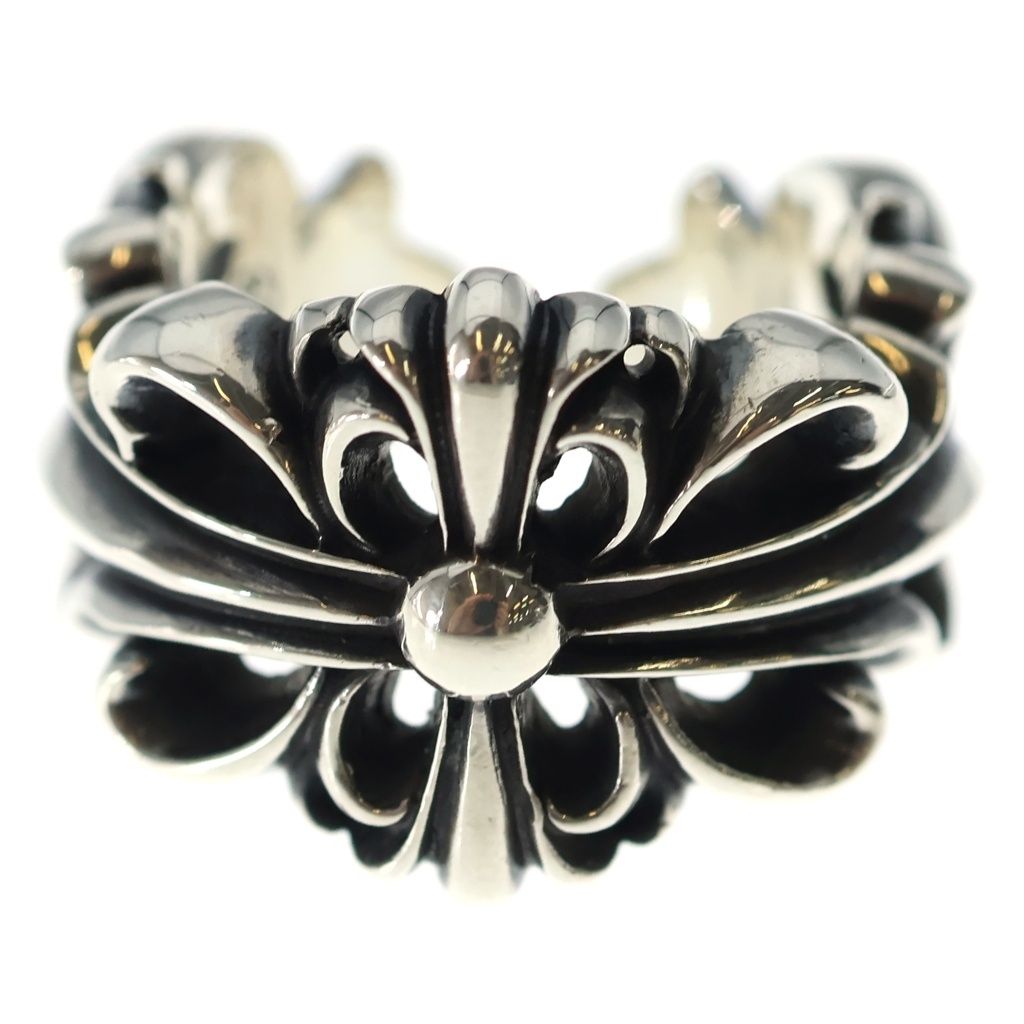 Chrome Hearts Dbl Flrl Crs Double Floral Cross Ring Silver — view 4