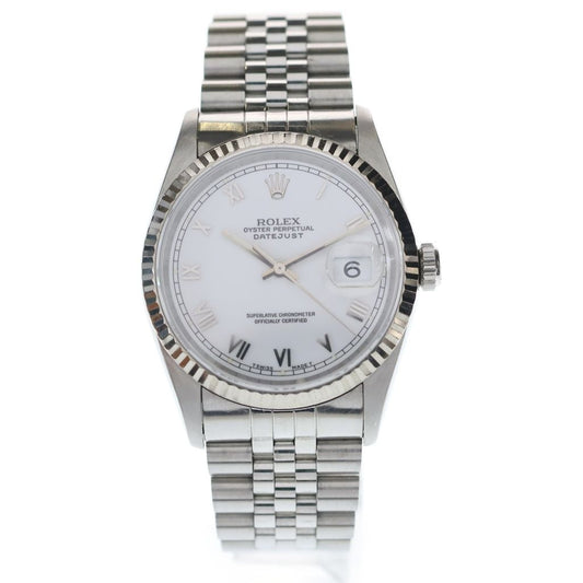 Rolex Datejust White Roman Dial SS Wg at Stainless Steel White Gold Watch