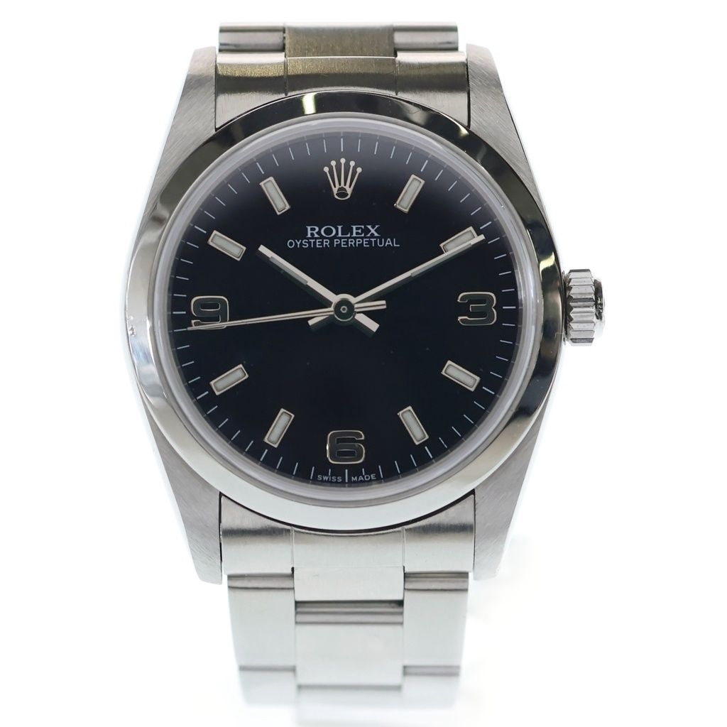 Rolex Oyster Perpetual Black Dial SS at Stainless Steel Automatic Winding
