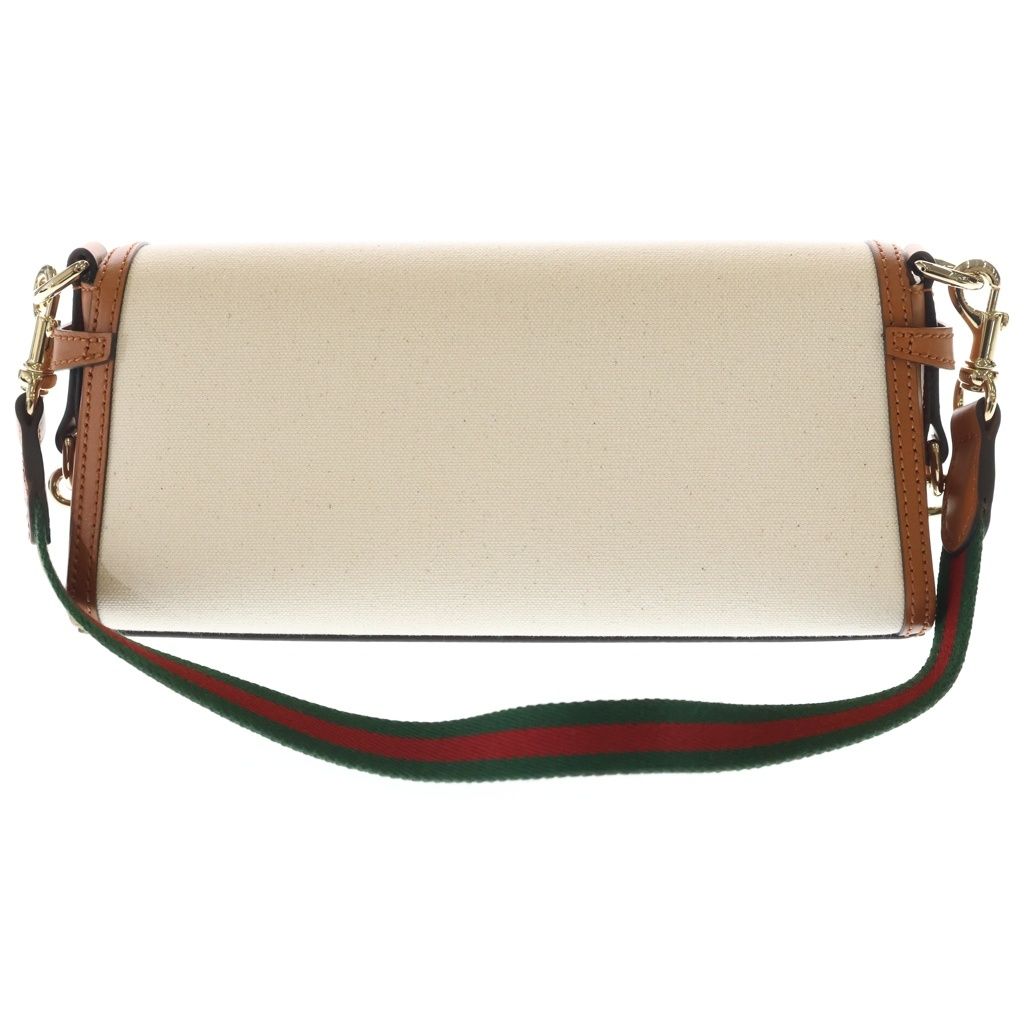 Gucci Chess Molle Shoulder Bag Beige Brown Canvas Leather Gold — view 2