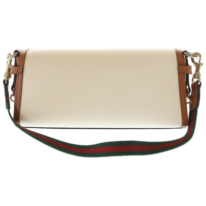 Gucci Chess Molle Shoulder Bag Beige Brown Canvas Leather Gold — view 2
