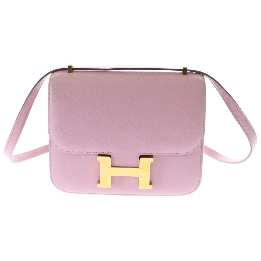 Hermes Constance levest Veau Epsom Shoulder Bag dbag Pink Gold