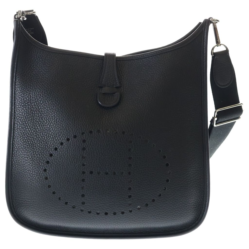 Hermes Evelyne PM Shoulder Bag Black Epsom Silver