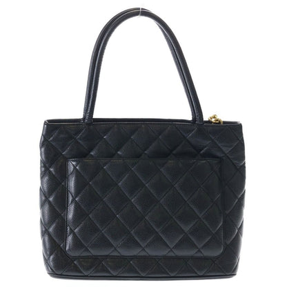 Chanel Medallion Tote Handbag Black Caviar Leather Gold — view 2