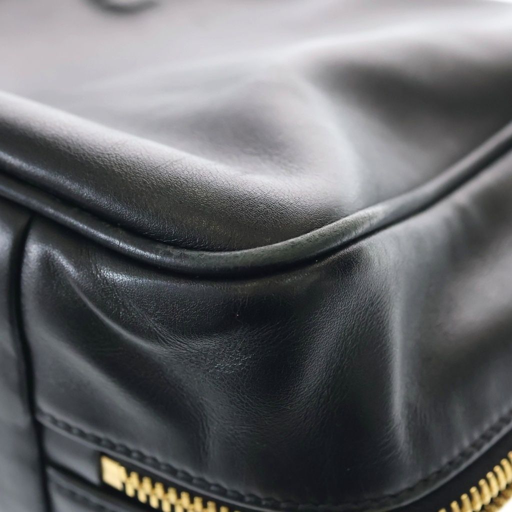 Miu Top Handle Bow Handbag Black Leather Gold — view 6