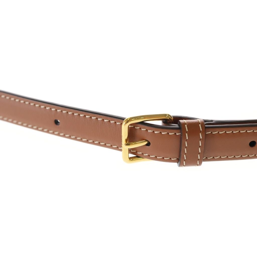 Celine Triomphe Teen Shoulder Bag Brown White Leather Gold — view 7