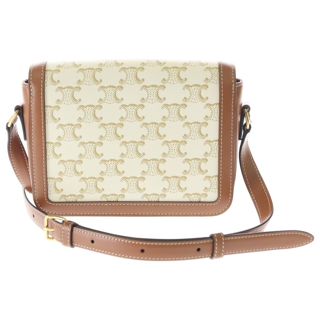 Celine Triomphe Teen Shoulder Bag Brown White Leather Gold — view 2