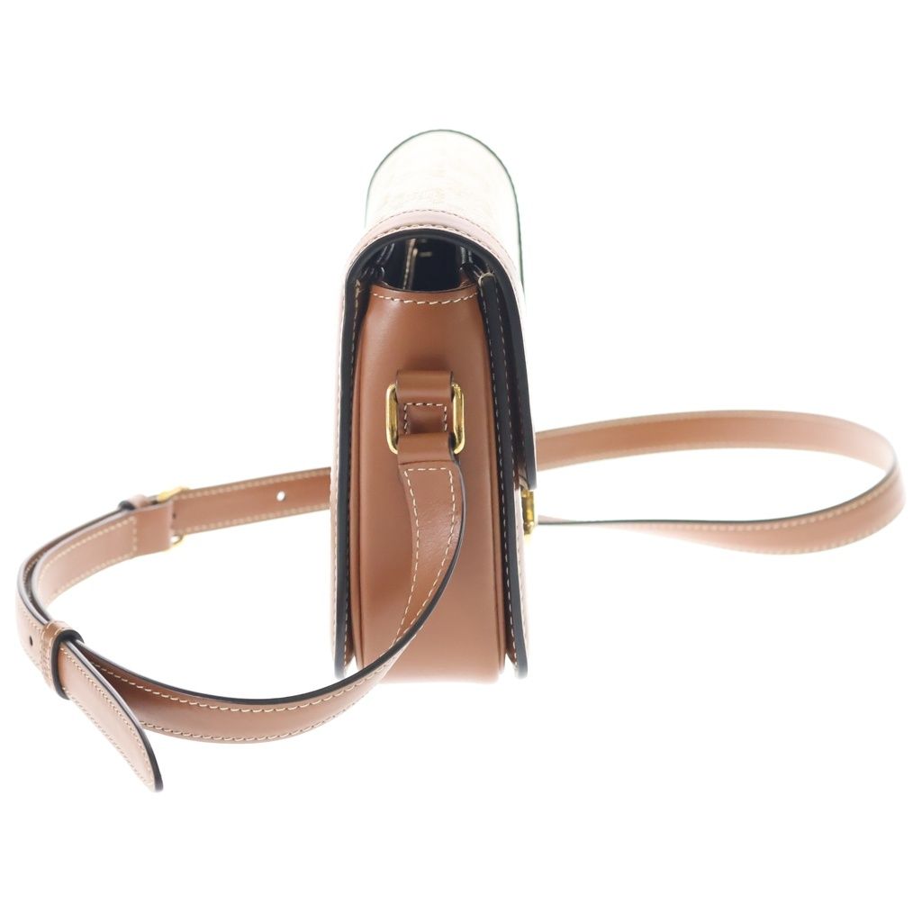 Celine Triomphe Teen Shoulder Bag Brown White Leather Gold — view 3