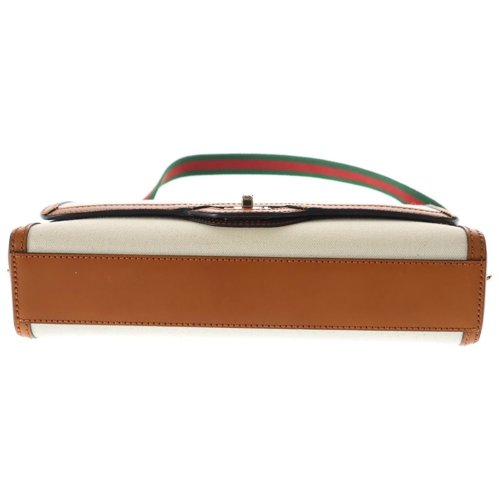 Gucci Chess Molle Shoulder Bag Beige Brown Canvas Leather Gold — view 4