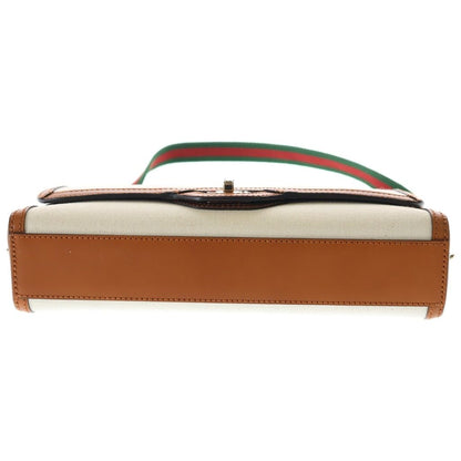 Gucci Chess Molle Shoulder Bag Beige Brown Canvas Leather Gold — view 4
