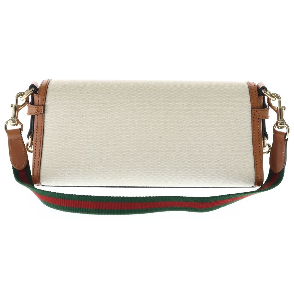 Gucci Chess Molle Shoulder Bag Beige Brown Canvas Leather Gold — view 2
