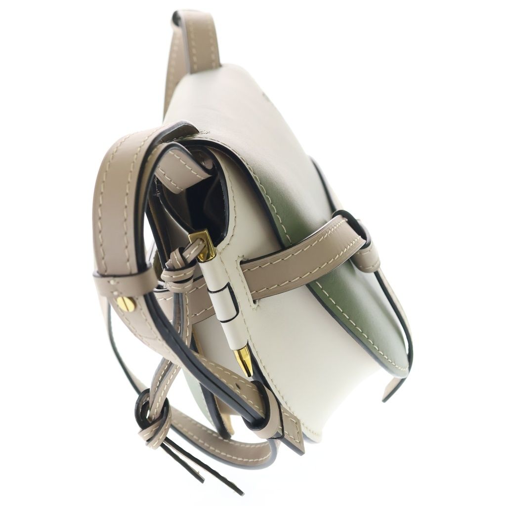 Loewe Gate Small Shoulder Bag Green White Beige Leather Gold — view 3
