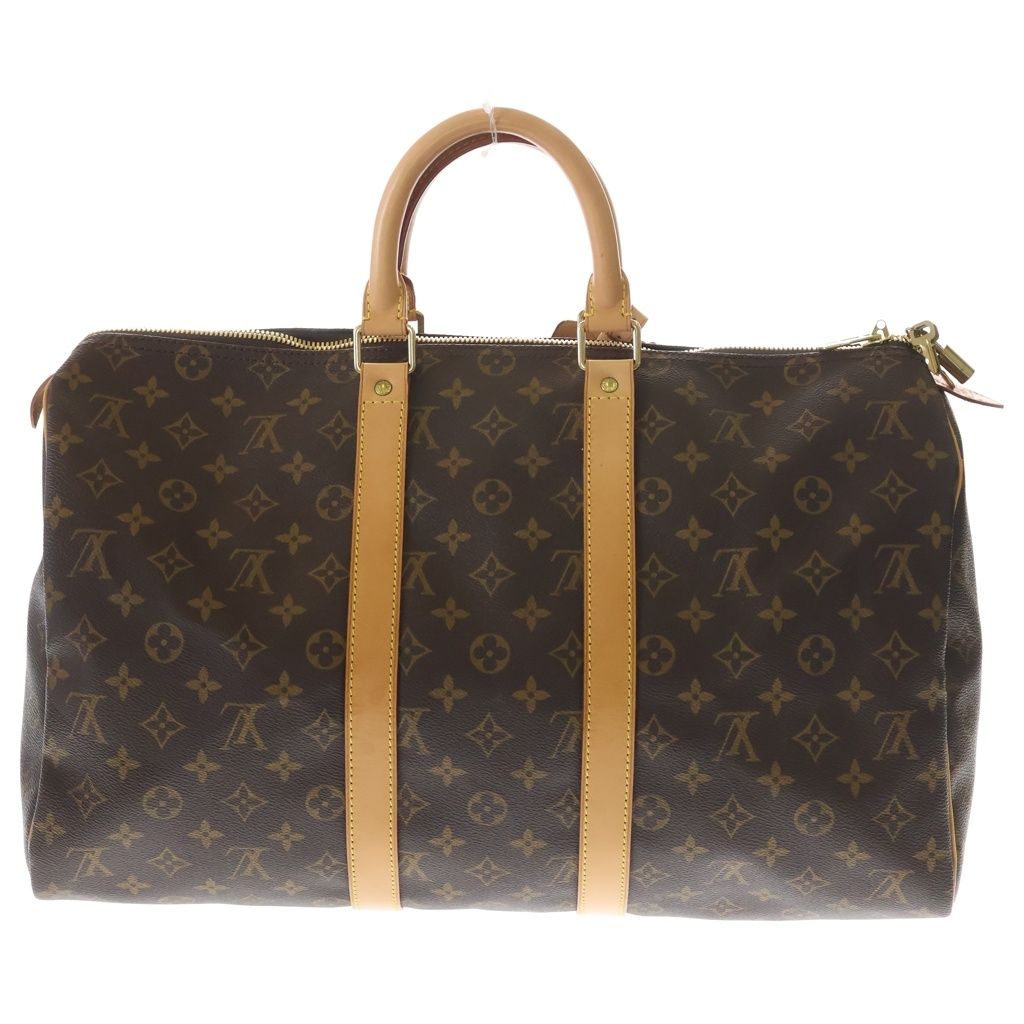 Louis Vuitton Keepall 45 Monogram Leather Boston Bag Gold Brown — view 2
