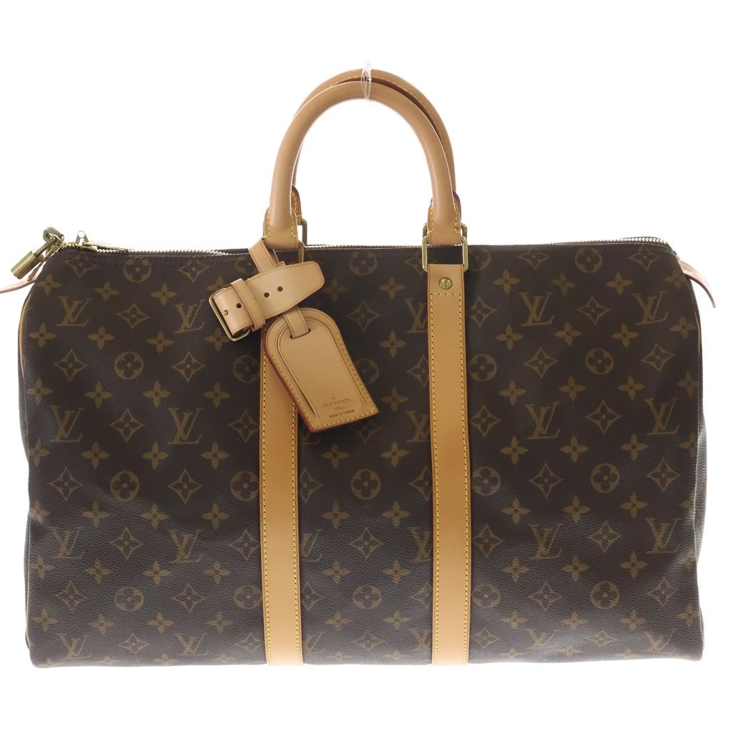 Louis Vuitton Keepall 45 Monogram Leather Boston Bag Gold Brown