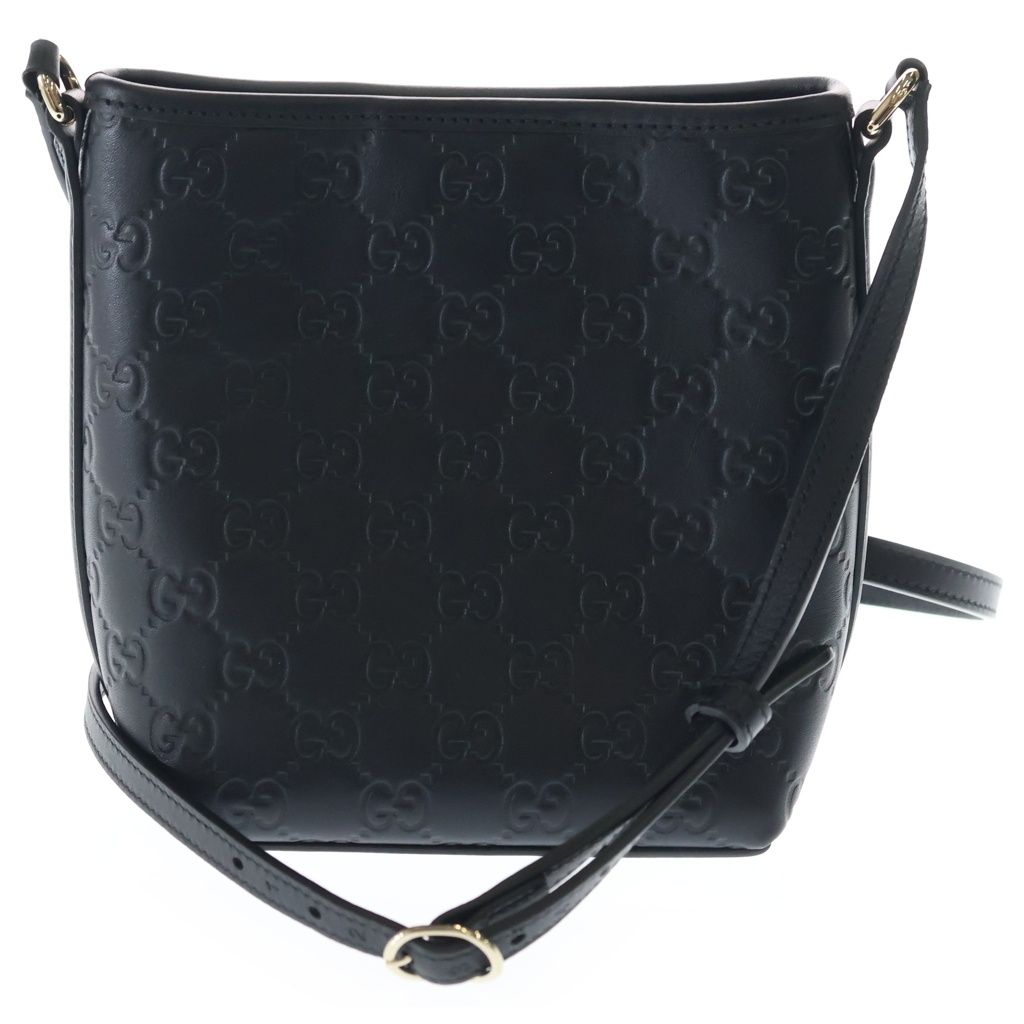 Gucci GG Emblem 2-Way Mini Shoulder Bag Black Leather Gold — view 2