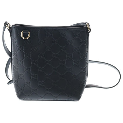 Gucci GG Emblem 2-Way Mini Shoulder Bag Black Leather Gold