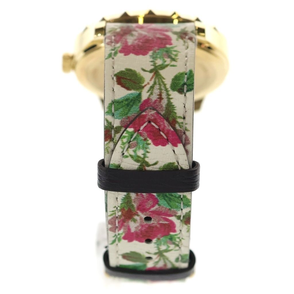 Gucci Timeless Floral Logo Leather Quartz Watch Ivory Gold — view 2