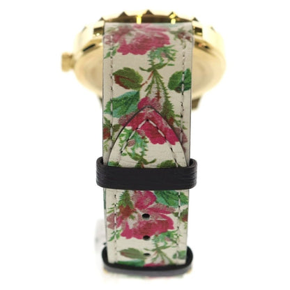 Gucci Timeless Floral Logo Leather Quartz Watch Ivory Gold — view 2