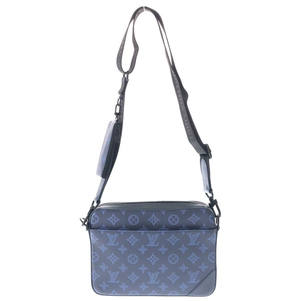 Louis Vuitton Monogram Shadow Duo Messenger Shoulder Bag Blue Black