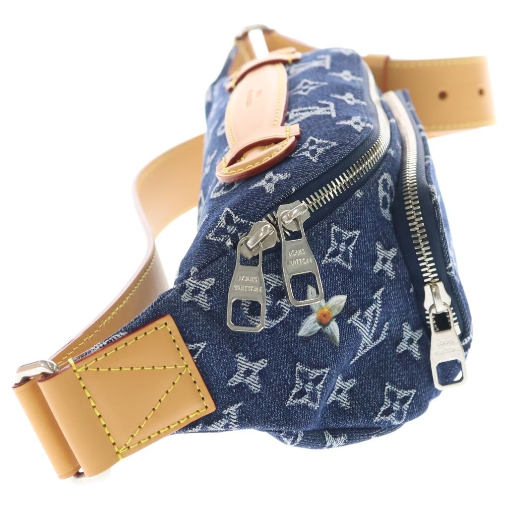 Louis Vuitton Monogram Flower Denim Rush Bum Bag Indigo Blue Brown Leather — view 3