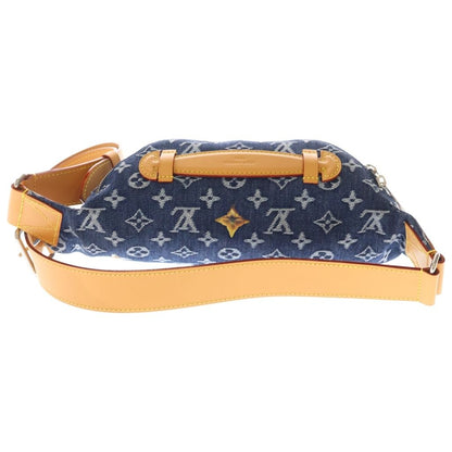 Louis Vuitton Monogram Flower Denim Rush Bum Bag Indigo Blue Brown Leather — view 2