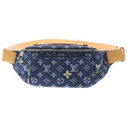 Louis Vuitton Monogram Flower Denim Rush Bum Bag Indigo Blue Brown Leather