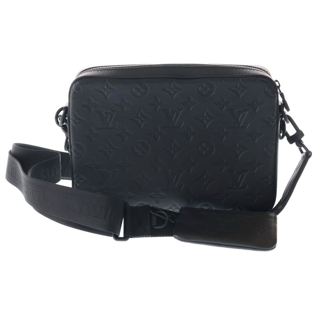 Louis Vuitton Monogram Shadow Trio Messenger Shoulder Bag Black Leather — view 2